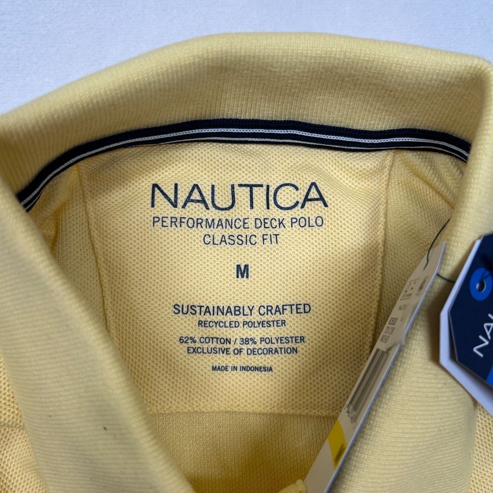 Nautica Performance Deck Polo Shirt Mens Medium Yellow Casual Classic Fit - Picture 5 of 7
